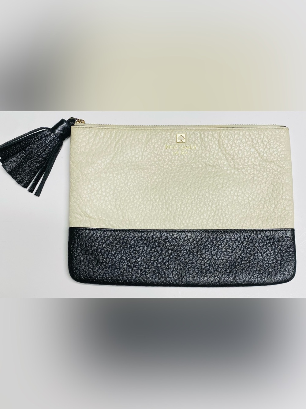 Kate Spade New York Southport Ave Gia Clutch Bag Leather Color-block Cream Black